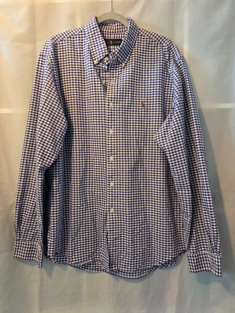 Ralph Lauren Men's Button-down, Purple/White Plaid, Size XXL